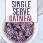 white bowl with pressure cooker oatmeal with blueberries mixed in