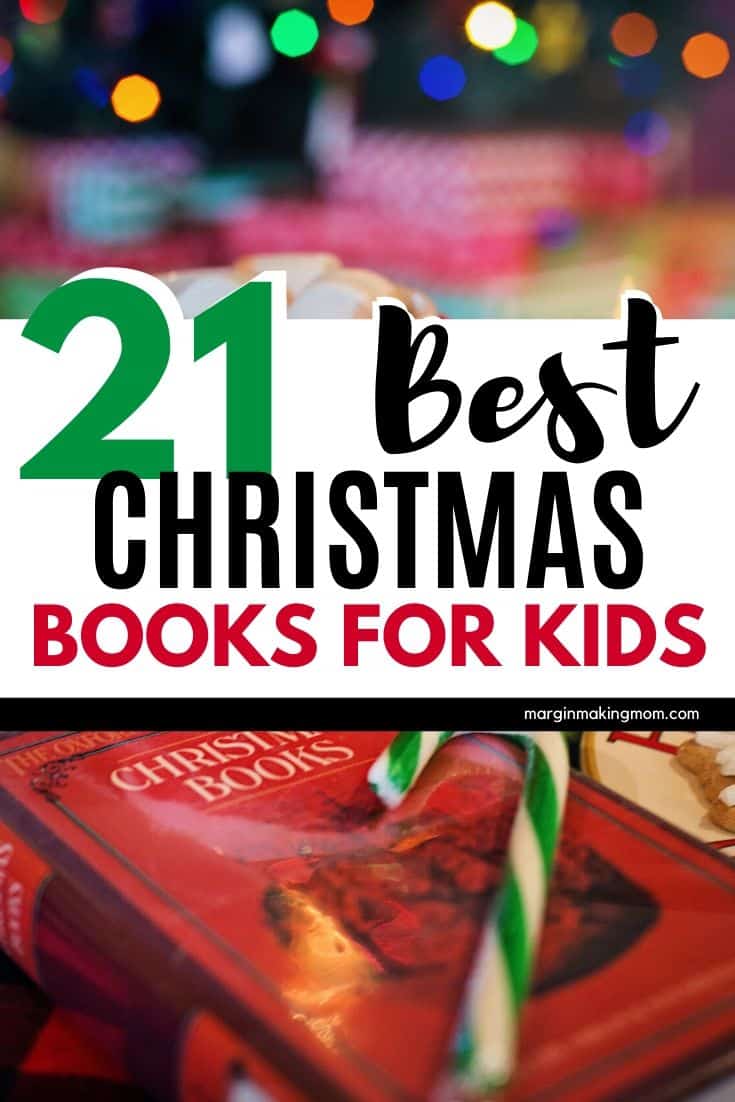 Red book titled "Christmas Books" with a green striped candy cane resting on top