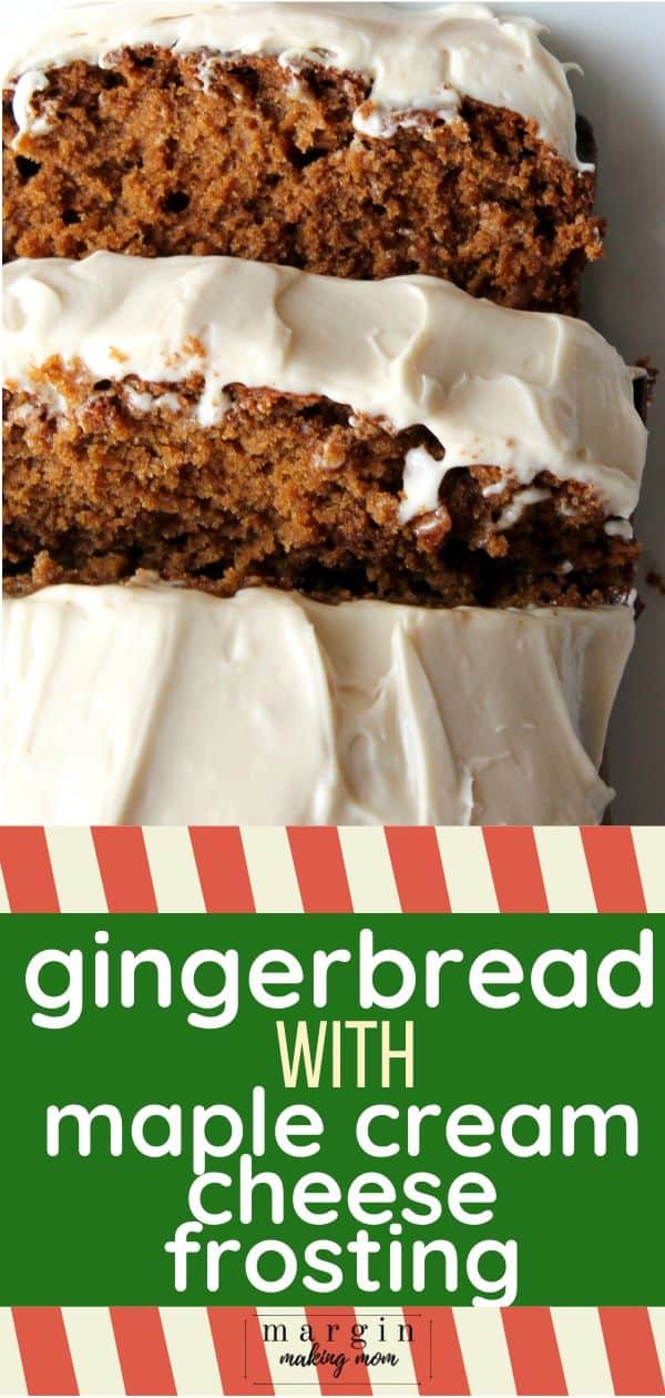 Gingerbread loaf topped with maple cream cheese icing