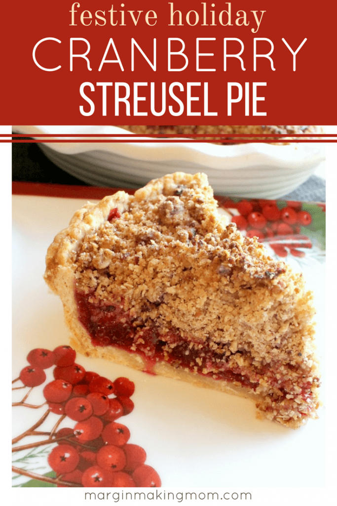 This cranberry streusel pie is a perfect holiday dessert! It's like cranberry sauce in dessert form, which makes it the perfect beautiful Christmas dessert! Add this to your holiday menu pronto! Christmas dessert recipe | Cranberry recipe | Cranberry pie