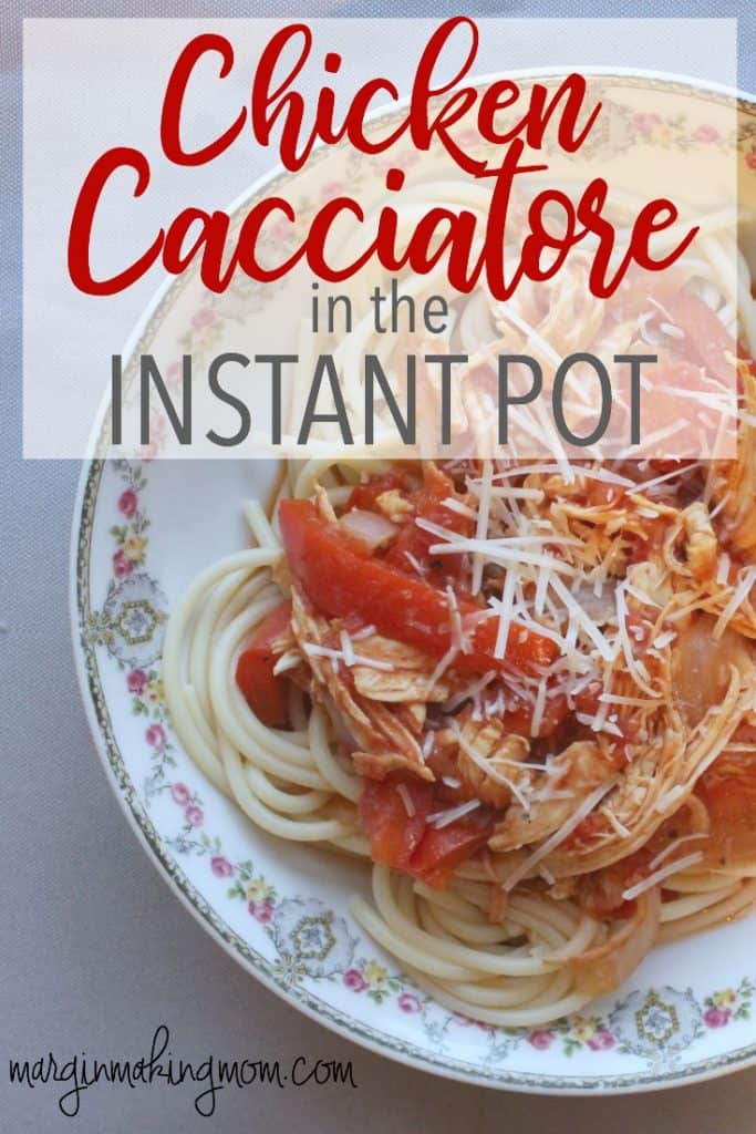 Chicken cacciatore in the Instant Pot pressure cooker is a quick and easy meal that tastes like it has simmered all day long! With a few simple ingredients, you can have healthy and delicious comfort food. Pressure Cooker Chicken Cacciatore | Easy Pressure Cooker Recipes | Chicken Cacciatore Instant Pot