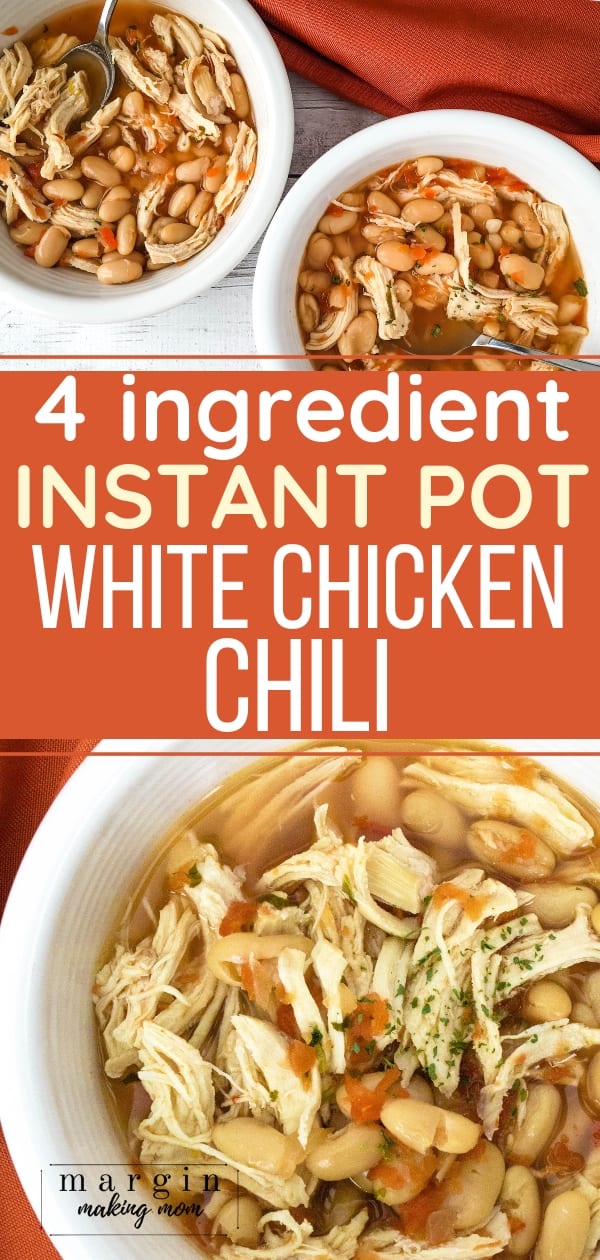 white bowl filled with Instant Pot white chicken chili