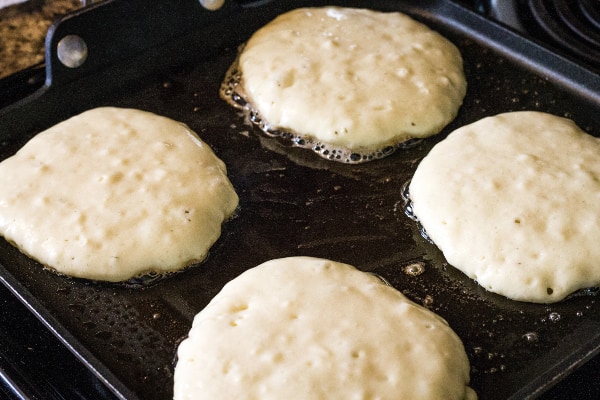 easy homemade pancakes on a griddle