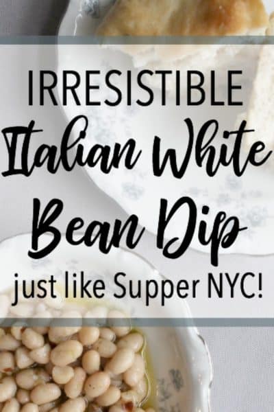 This irresistible Italian white bean dip is just as good as the version at Supper NYC! A super simple appetizer guaranteed to please. Click through to learn how to make it!