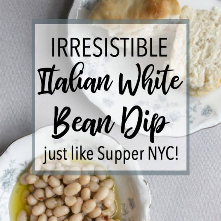 This irresistible Italian white bean dip is just as good as the version at Supper NYC! A super simple appetizer guaranteed to please. Click through to learn how to make it!