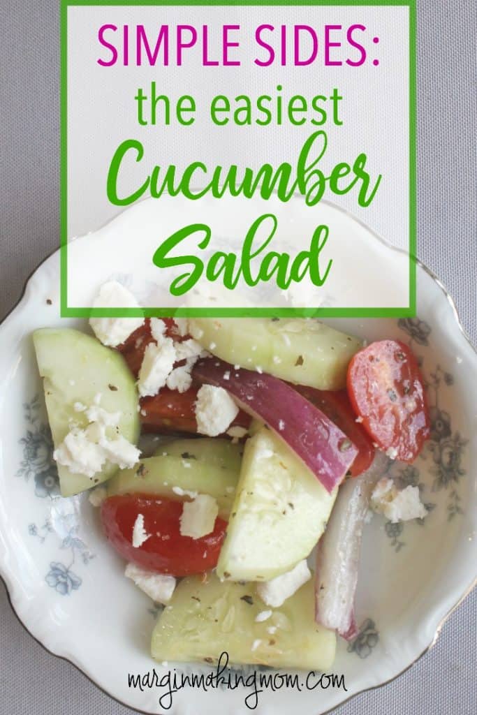 This deliciously simple side item is quite possibly the easiest cucumber salad ever! If you need a wonderful way to utilize summer's bounty of produce, look no further. It's a frugal and easy side item that is sure to please. Click through to learn how to make it!