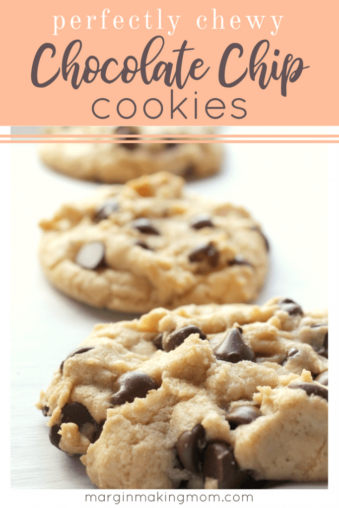 These perfectly chewy chocolate chip cookies will knock your socks off! They are delightfully soft, chock full of chips, and have a deep flavor from the brown sugar and melted butter. Click through to learn how to make them!