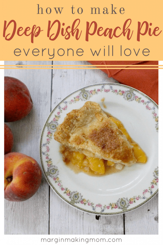 This deep dish peach pie showcases the natural sweetness of perfectly ripe, delicately spiced juicy peaches wrapped in a tender, flaky crust.