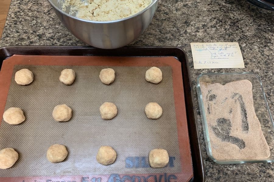 snickerdoodle cookies being made