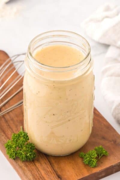 homemade cream of chicken soup in a glass jar