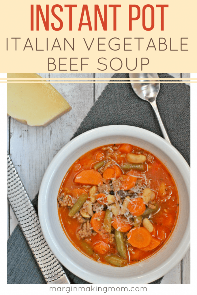 Making vegetable beef soup in the Instant Pot is a cinch! Pressure cooker soups are great because they cook quickly but taste like they simmered for hours. Quick, easy, and delicious. Click through to learn how to make it! Healthy Instant Pot Soups | Instant Pot Vegetable Beef Soup | Pressure Cooker Vegetable Beef Soup