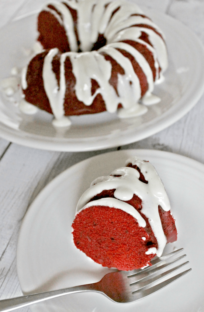 Did you know you can make a red velvet bundt cake in the Instant Pot? It's so easy, not to mention delicious! This version is topped with a cream cheese glaze and it's perfect for those times when you don't have an oven available. It's a lovely Valentine's Day dessert or Christmas dessert, too! Instant Pot Cake | Pressure Cooker Cake | Red Velvet Cake Recipe | Bundt Cake in the Instant Pot | Valentine's Day Dessert | Christmas Dessert in the Instant Pot