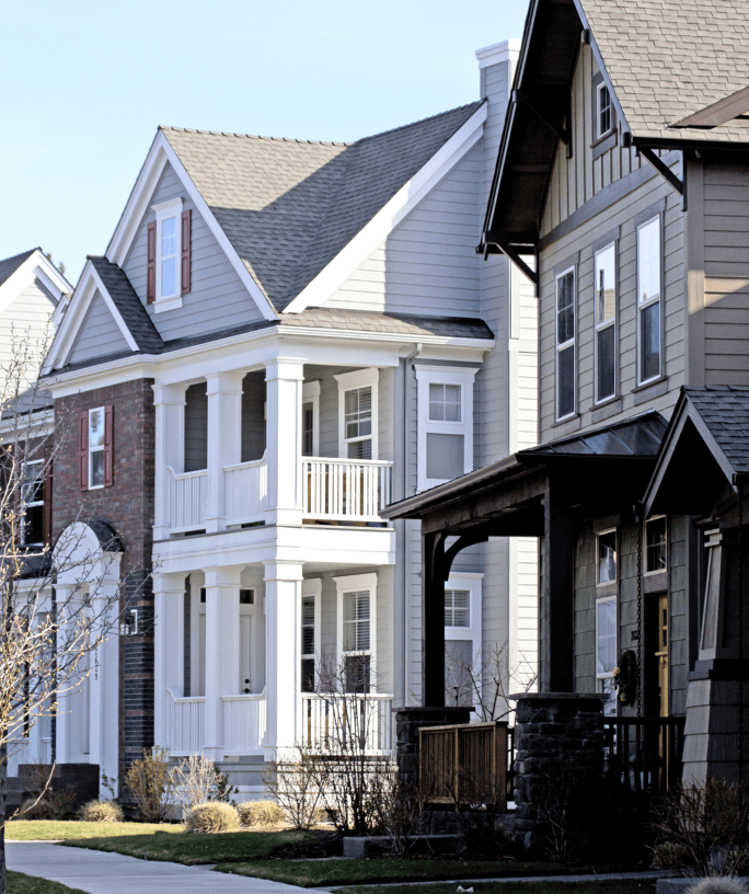Three neighboring houses