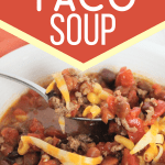 white bowl full of pressure cooker taco soup