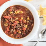 white bowl of pressure cooker taco soup