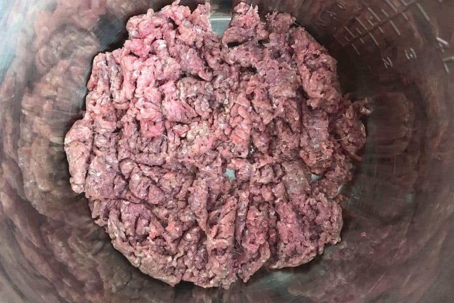 ground beef in the Instant Pot for making taco soup