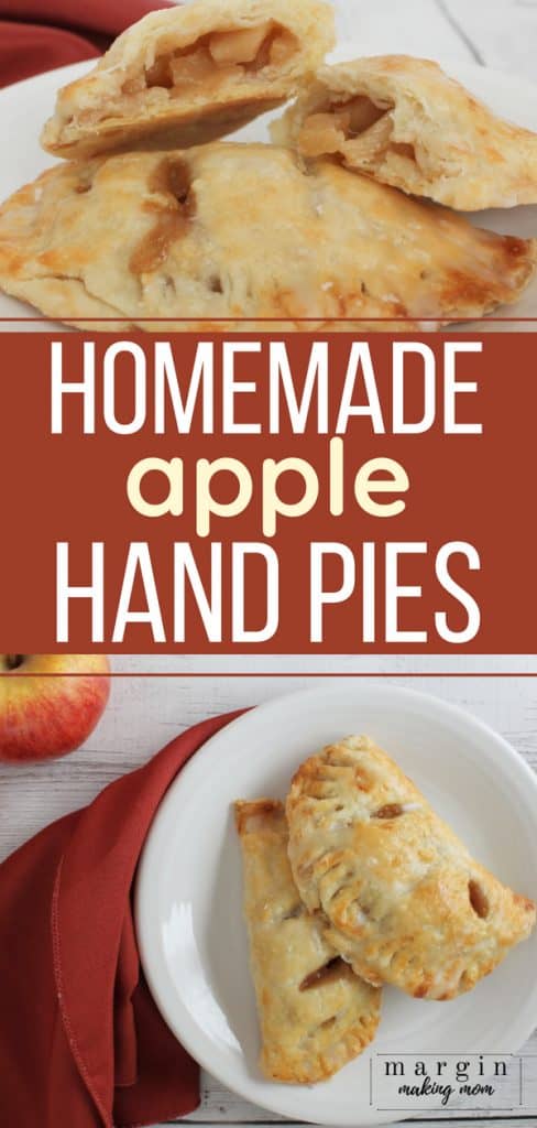white plate with homemade apple hand pies
