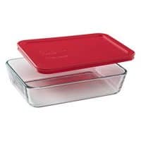 Pyrex Simply Store Glass Rectangular Food Container with Red Lid (3-cup)