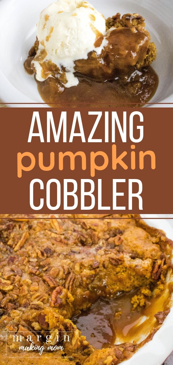 pumpkin cobbler in a baking dish