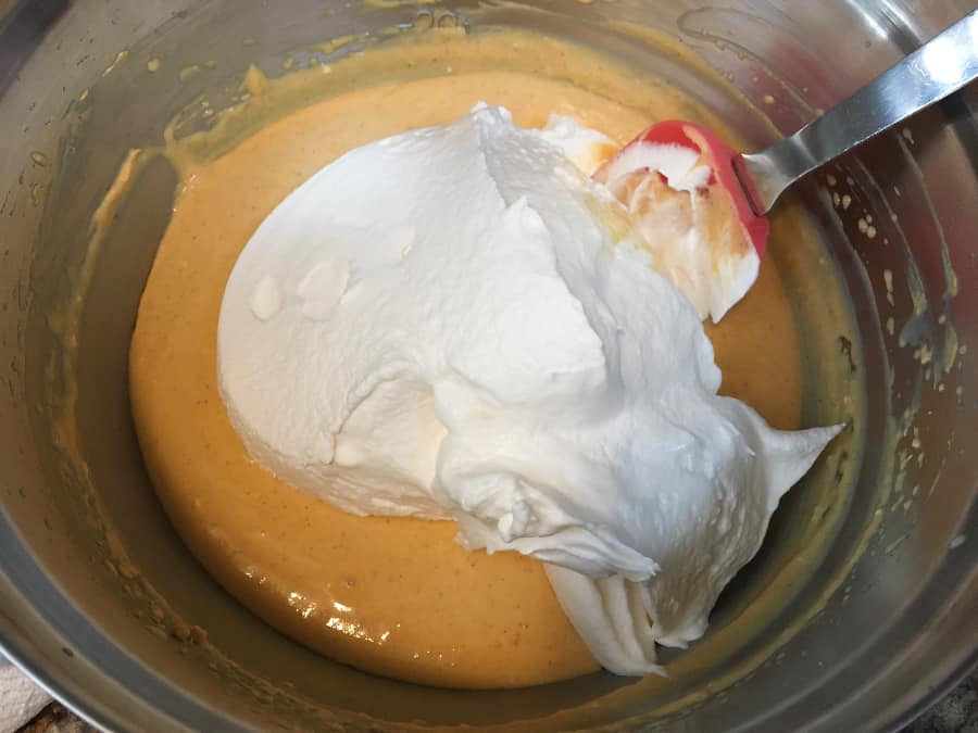 whipped topping added to filling for frozen pumpkin cheesecake