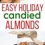 ribbon-wrapped glass jar of candied almonds