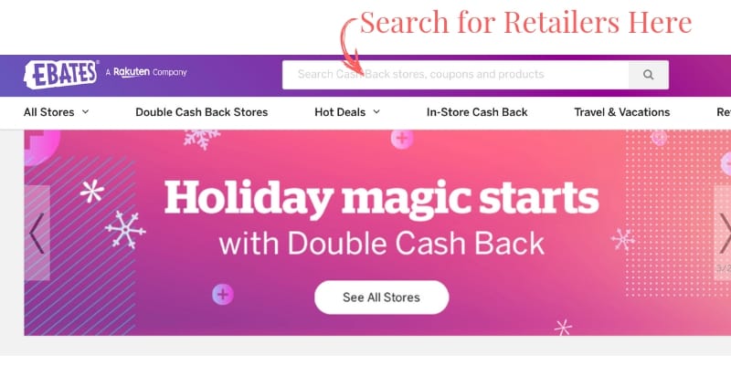 where to search for retailers on ebates to save money shopping online