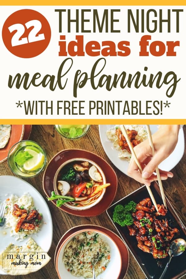 family dinner theme nights meal planning printables
