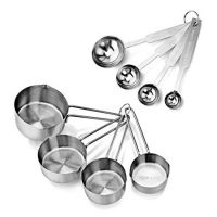 New Star Foodservice 42917 Stainless Steel Measuring Spoons and Cups Combo, Set of 8, Silver