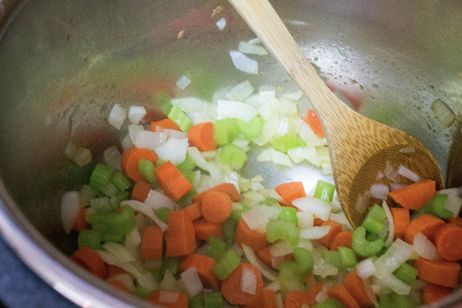 mirepoix for making Itailan chicken soup with pasta in the Instant Pot