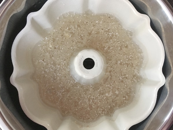 pan of white rice in the Instant Pot using the pot-in-pot method