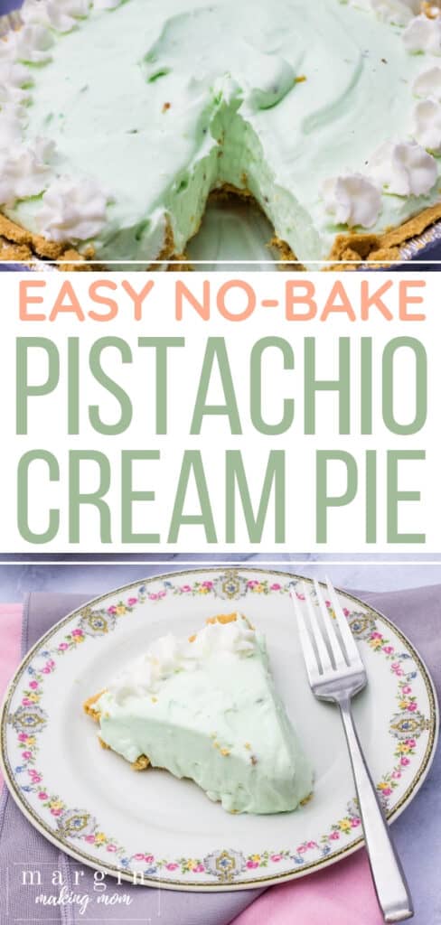pistachio cream pie slice on a plate