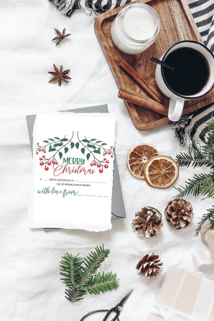 printable christmas gift letter for a subscription box