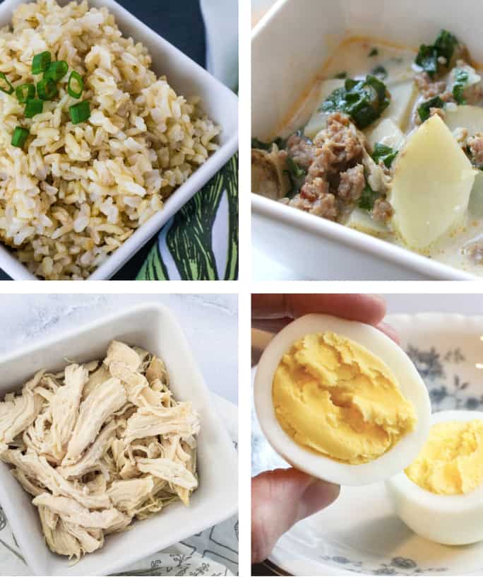 collage image of recipes that are good for Instant Pot beginners