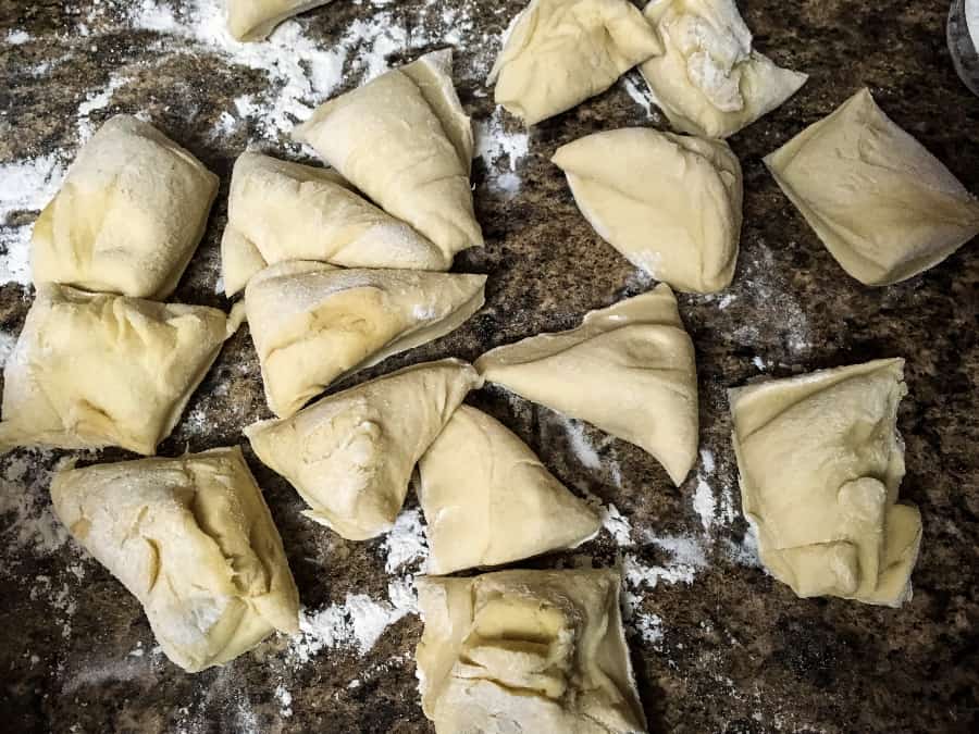 pieces of dough for homemade frozen dinner rolls