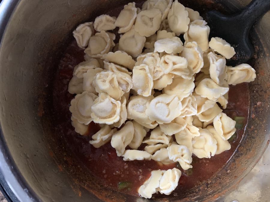 frozen cheese tortellini on top of sauce for pizza tortellini casserole