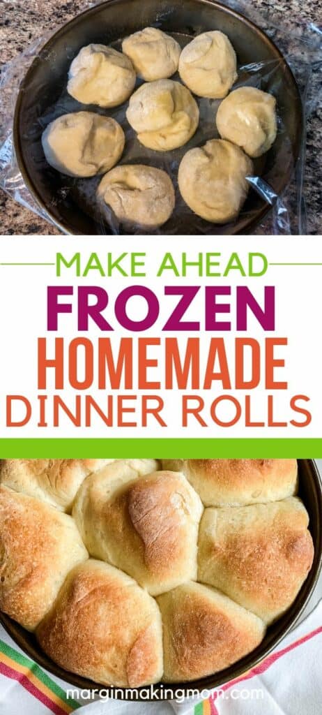 pan of frozen dinner rolls to be baked