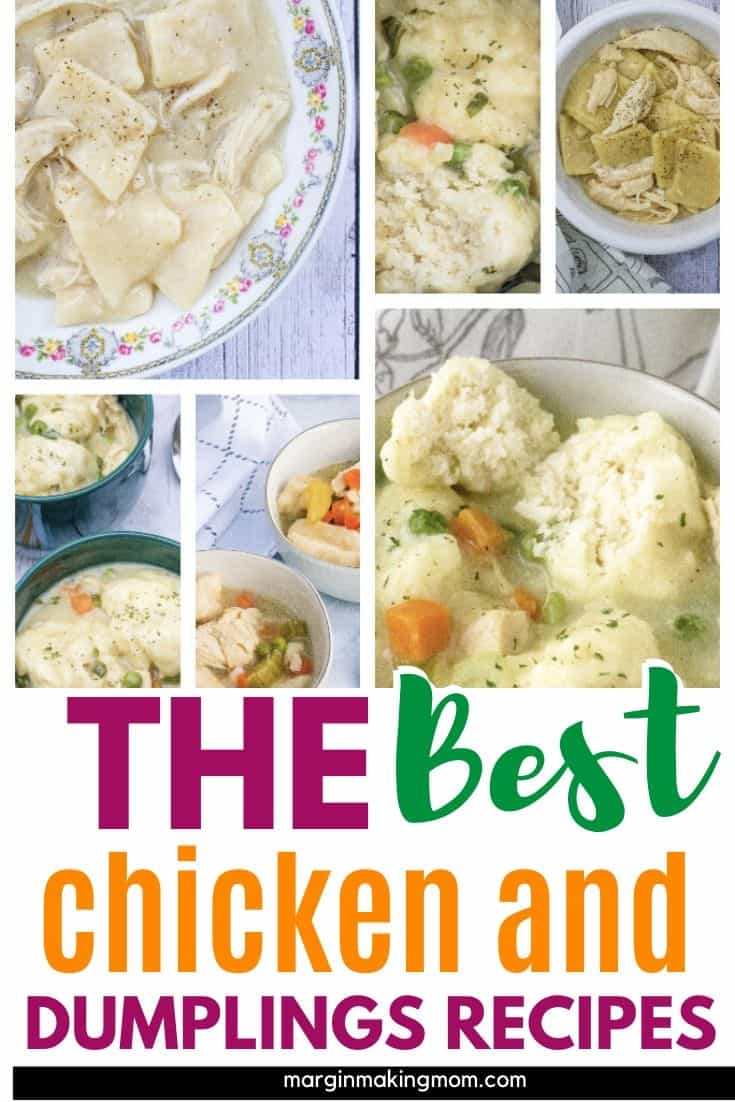 collage image of the best recipes for chicken and dumplings