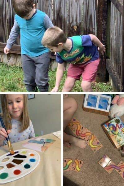 collage of fun activities kids can do at home