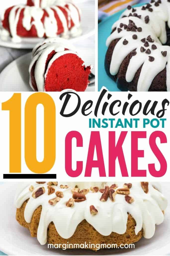 collage image of various Instant Pot cakes