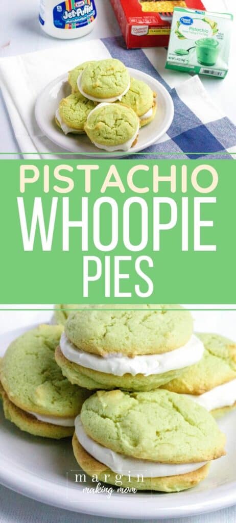 a stack of pistachio whoopie pies