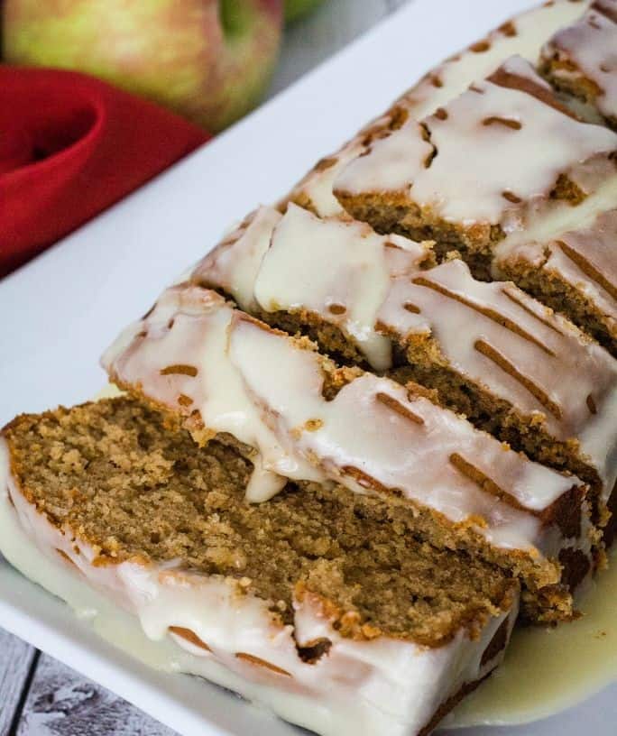 sliced loaf of apple butter quick bread