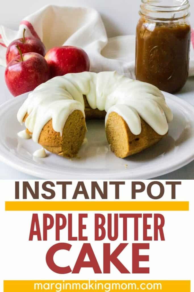 bundt cake made with apple butter and topped with a cream cheese glaze