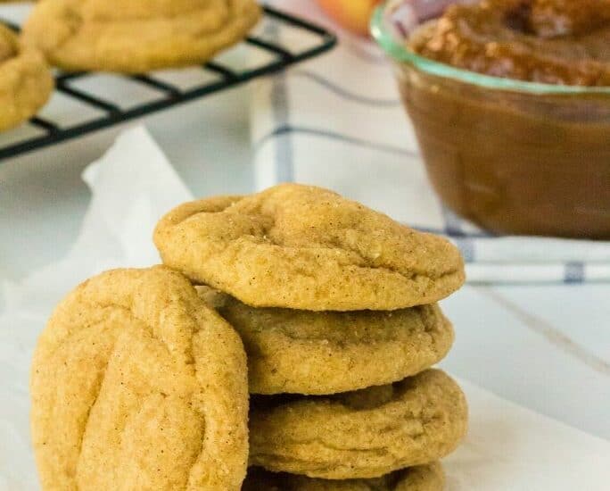 stack of apple butter snickerdoodle cookies