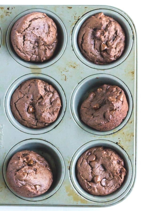 easy peanut butter chocolate muffins in a muffins in a muffin pan