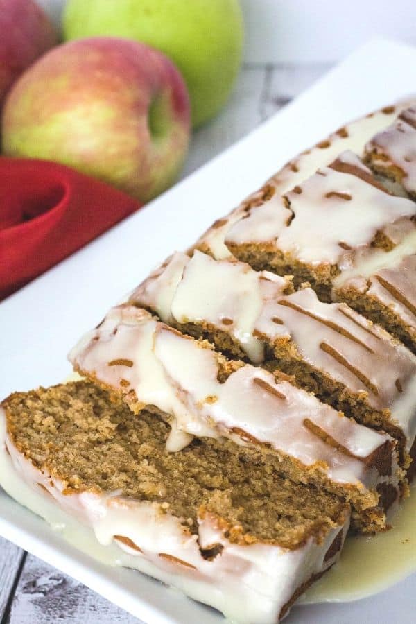 sliced apple butter bread on a plate