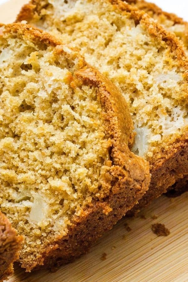 moist interior of a loaf of pear bread