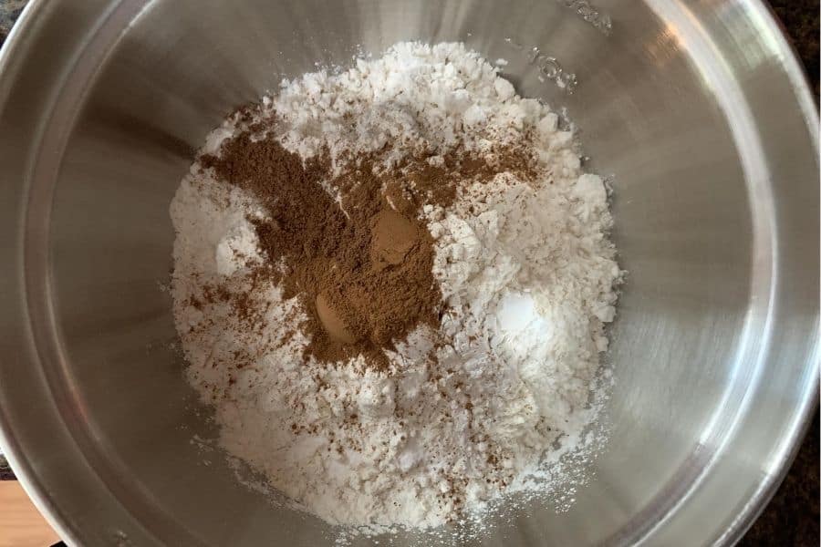 bowl of dry ingredients for pear bread recipe