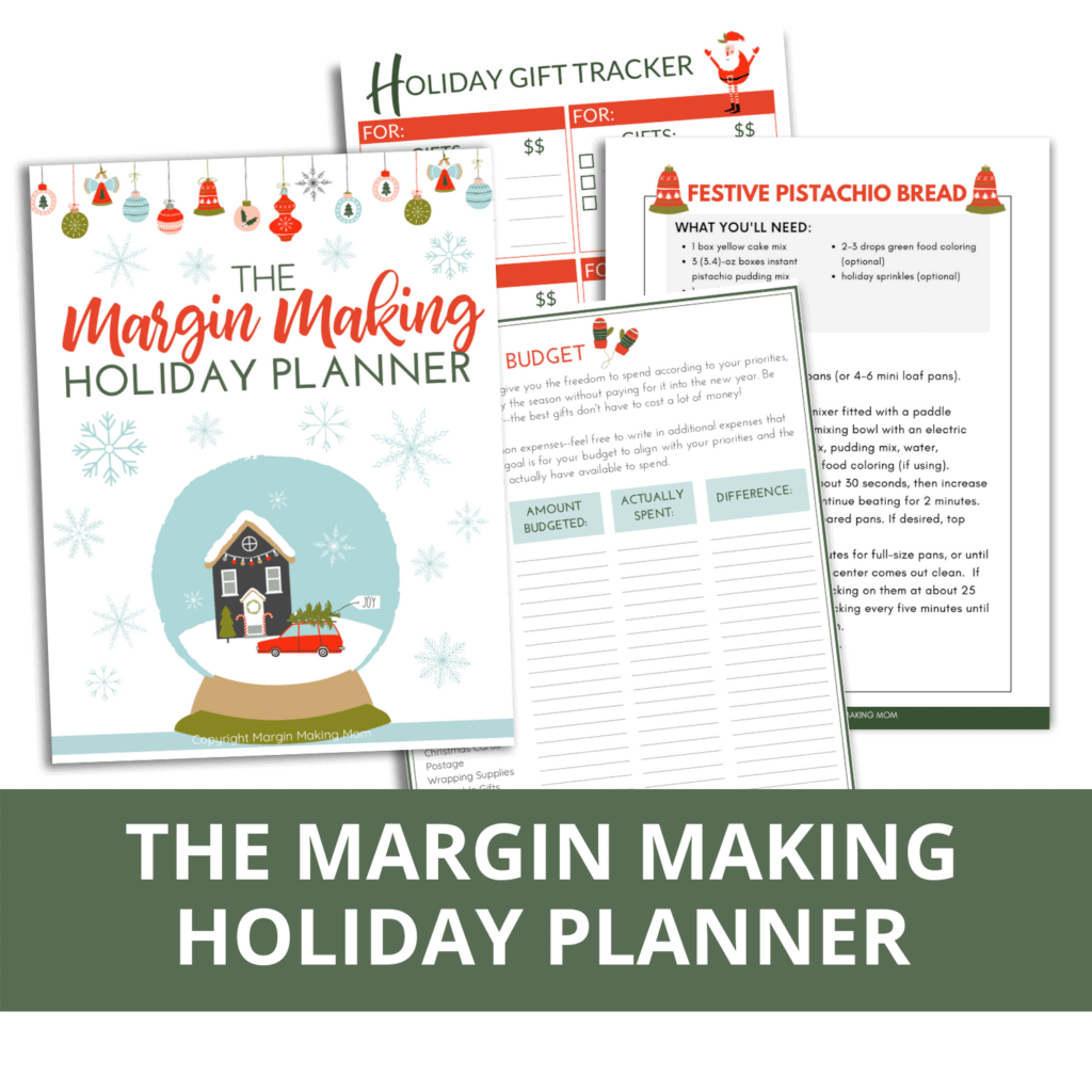 mockup of pages from the Margin Making Holiday Planner