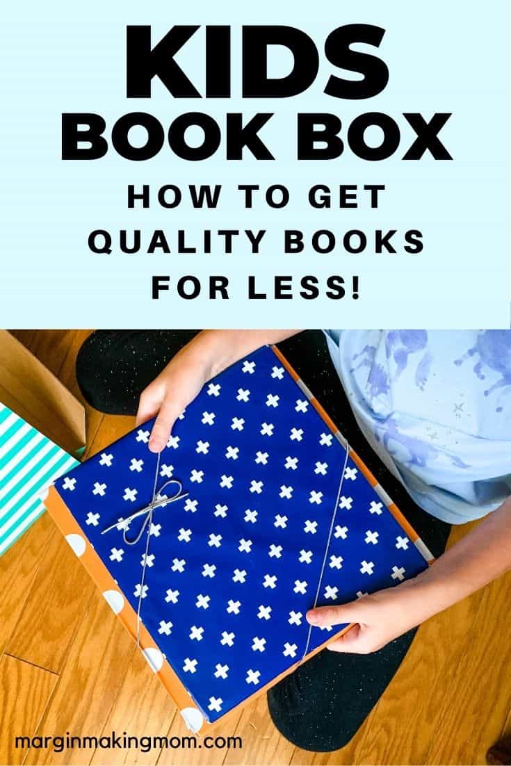 Girl holding two wrapped books from a Bookroo subscription box