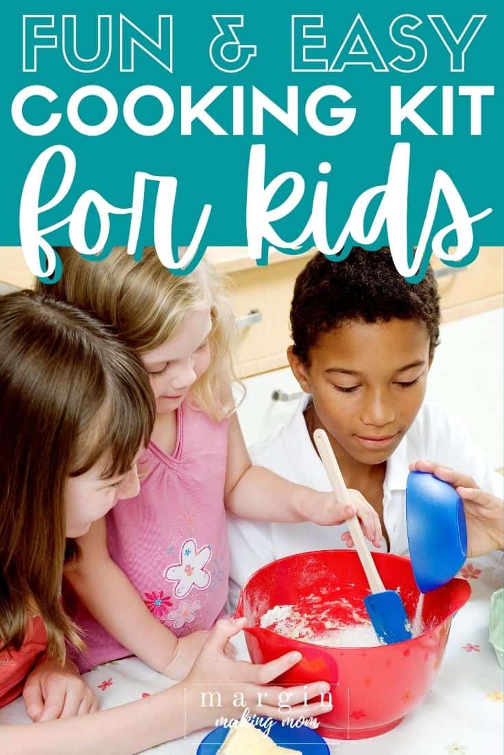 three children working together to mix a batter in a mixing bowl